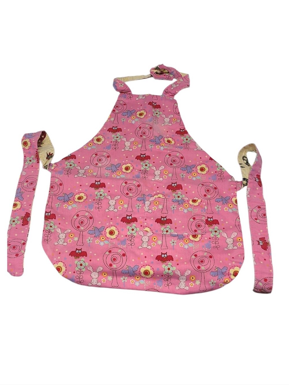 Handmade Reversible Kids Apron - Bunnies & Farmhouse Chickens
